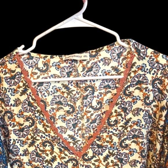 NWT-Bohemian Floral Maxi Dress with Orange and Blue Accents - Picture 5 of 13